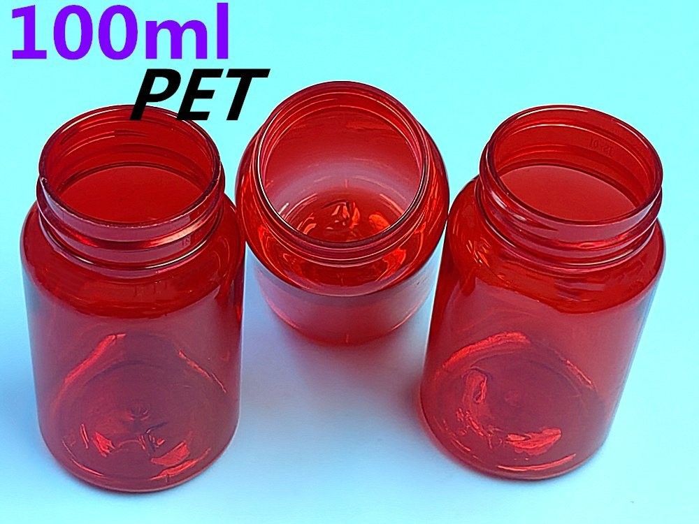 PET plástico vermelho 100 ml 150 ml frasco de remédio sólido cápsula comprimido frasco embalagem recipiente de cuidados de saúde frasco de suplemento