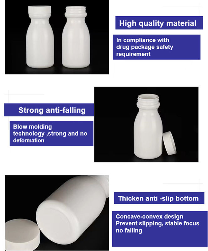 50 ml 120 ml 150 ml PE branco Plástico de Cuidados Médicos Botulha Tabletas Botulha Capa à prova de crianças Farmacêutica Botulha vazia de medicamentos