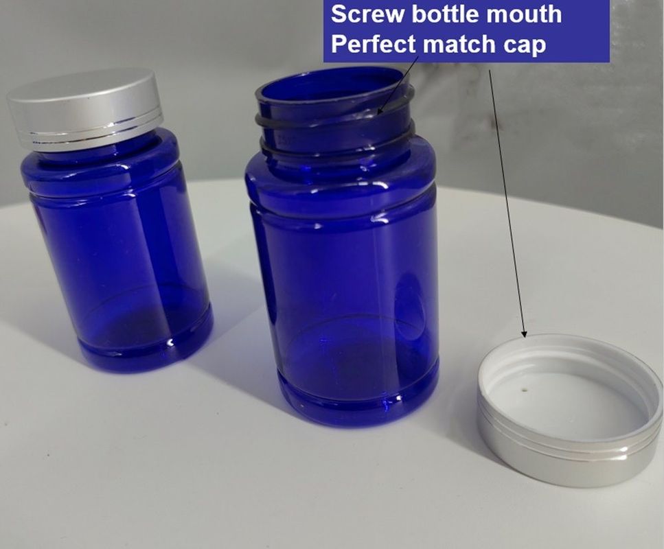 100cc 120cc Botão de plástico para pílulas Cápsulas azul transparente PET recarregável plástico sólido em pó pílula Botão de remédio