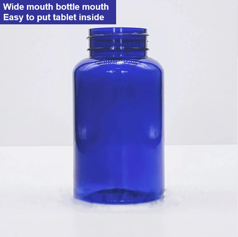 Botão de cápsulas de plástico azul PET de 100 ml com tampa de parafuso prateado