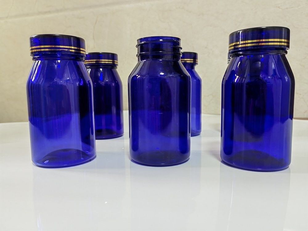 Farmacêutico 100 ml 120 ml 175 ml PET Azul Pílula de plástico Cápsula Frasco Medicamento de cuidados de saúde comprimido Frasco com tampa de parafuso
