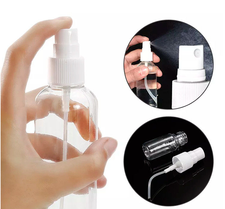 Tamanho de viagem portátil plástico vazio PET Spray Bottle de álcool Desinfetante para as mãos bomba de spray branco corpo frasco de spray plástico