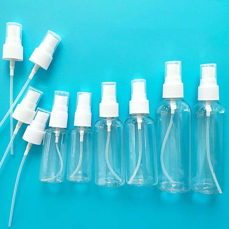Tamanho de viagem portátil plástico vazio PET Spray Bottle de álcool Desinfetante para as mãos bomba de spray branco corpo frasco de spray plástico