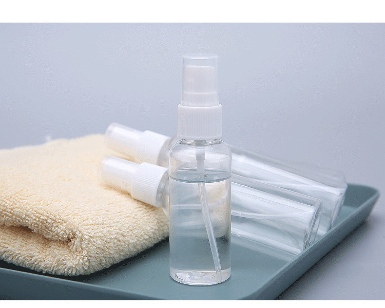 30 ml 60 ml 100 ml de álcool recarregável transparente garrafas plásticas vazias de pulverização PET garrafa de pulverização com pulverizador de névoa fina