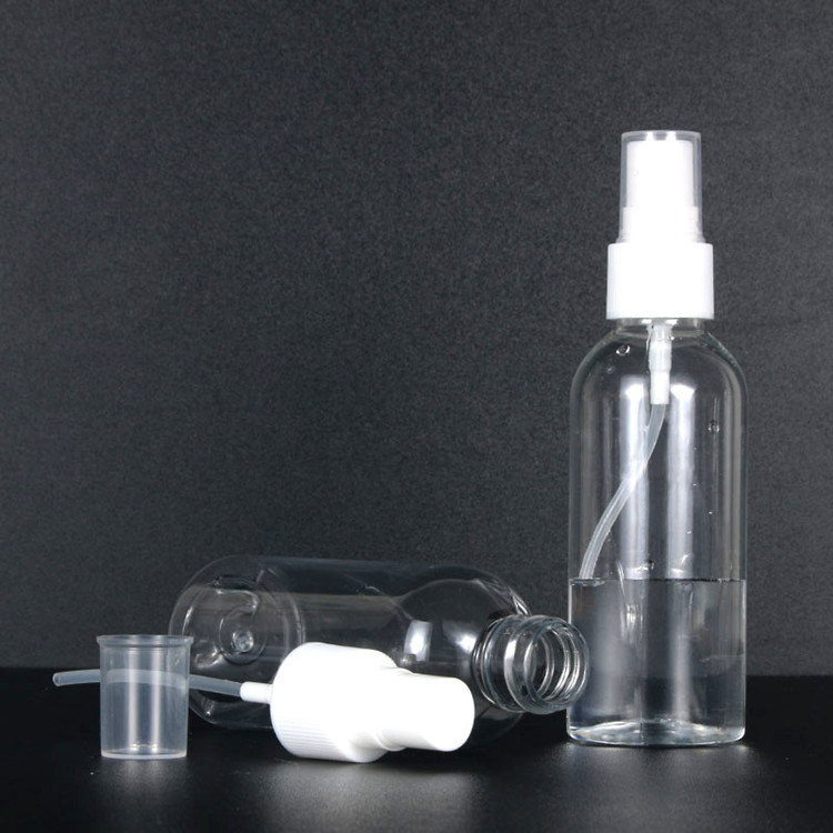 30 ml 60 ml 100 ml de álcool recarregável transparente garrafas plásticas vazias de pulverização PET garrafa de pulverização com pulverizador de névoa fina