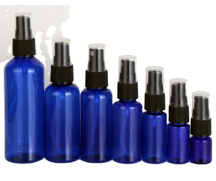 60 ml 120 ml 355 ml azul Desinfetante de mãos de plástico, cuidados com a pele, shampoo, spray, garrafa PET, cosmético transparente, spray de plástico, garrafas