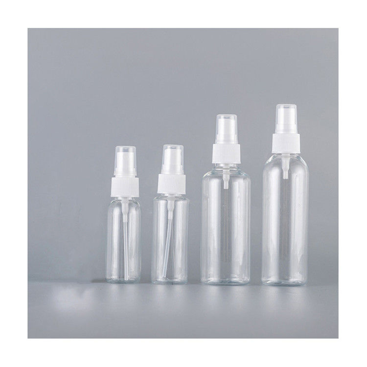 PET Botão de spray de névoa de plástico vazio transparente Perfume de álcool Botões de spray de plástico recarregáveis com bomba de pulverização de névoa fina