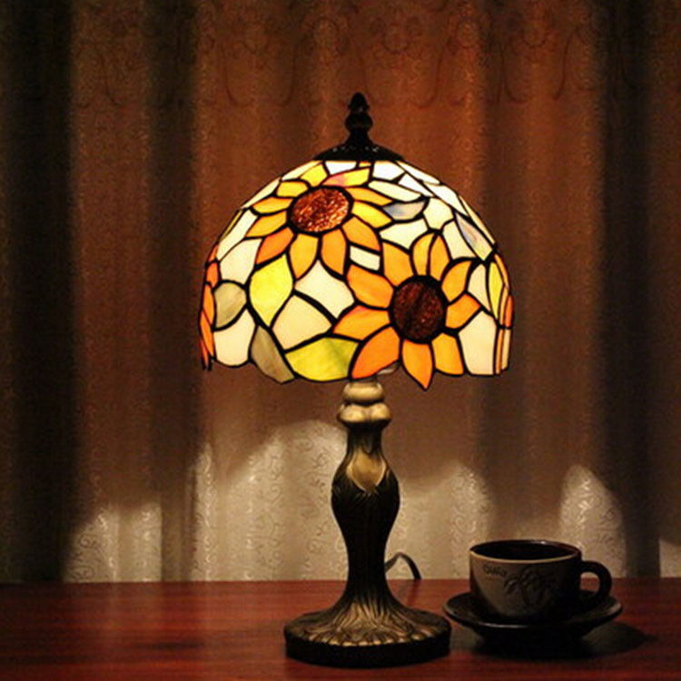 Lâmpada de mesa de leitura de vidro colorido do restaurante quarto do hotel ao lado da sala de leitura luz noturna de flores luxo lâmpada de secretária