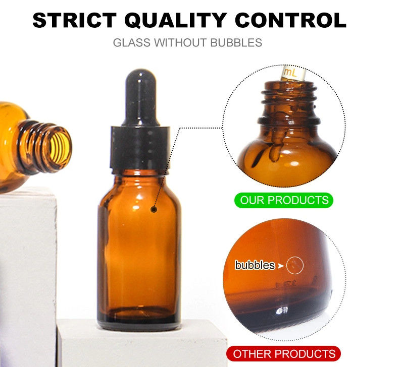 Venda a quente 5 ml 10 ml 15 ml 30 ml 50 ml Ámbar soro de óleo essencial garrafas Garrafa de vidro